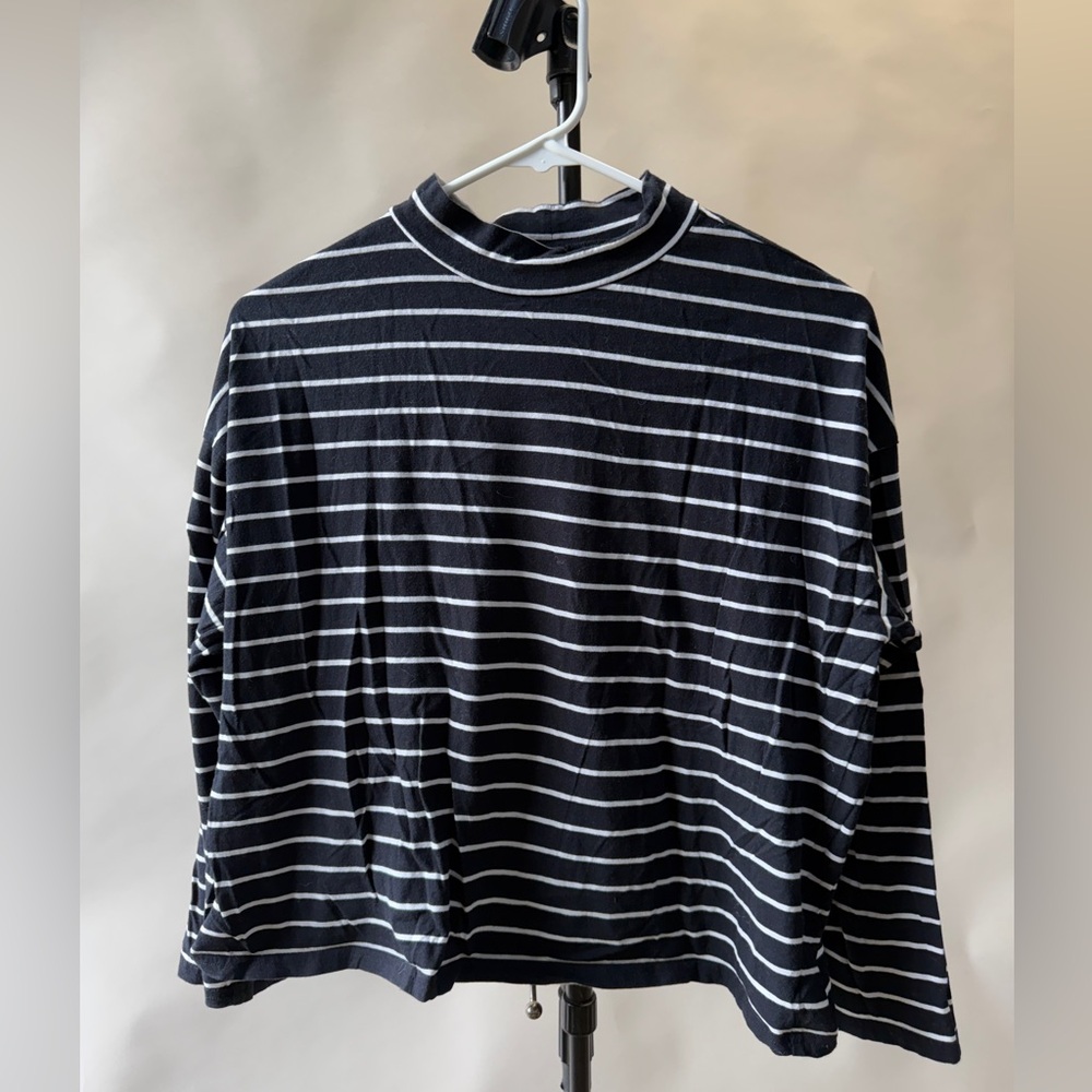 Everlane mock neck long sleeve striped Breton tee size m cropped